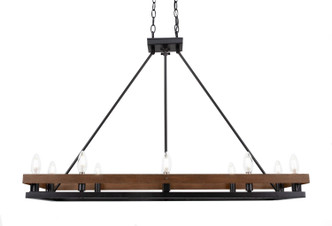 Toltec Lighting - 2740-MBWG - Ten Light Island Pendant - Belmont - Matte Black & Painted Wood-look Metal
