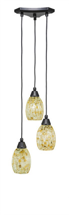 Toltec Lighting - 28-MB-406 - Three Light Cluster Pendalier - Europa - Matte Black