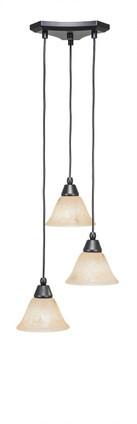 Toltec Lighting - 28-MB-508 - Three Light Mini Pendant - Europa - Matte Black