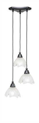 Toltec Lighting - 28-MB-755 - Three Light Cluster Pendalier - Europa - Matte Black