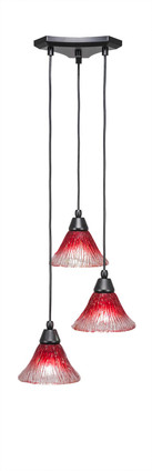 Toltec Lighting - 28-MB-756 - Three Light Cluster Pendalier - Europa - Matte Black