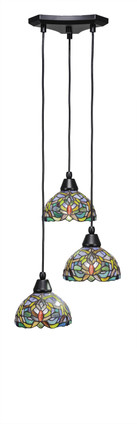 Toltec Lighting - 28-MB-9905 - Three Light Cluster Pendalier - Europa - Matte Black