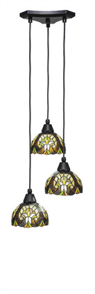 Toltec Lighting - 28-MB-9945 - Three Light Cluster Pendalier - Europa - Matte Black