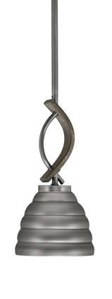 Toltec Lighting - 2901-GPDW-425-GP - One Light Mini Pendant - Monterey - Graphite & Painted Distressed Wood-look Metal