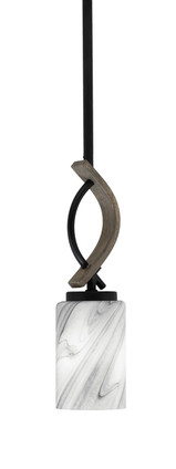 Toltec Lighting - 2901-MBDW-3009 - One Light Mini Pendant - Monterey - Matte Black & Painted Distressed Wood-look