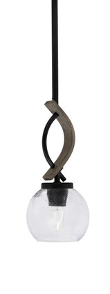Toltec Lighting - 2901-MBDW-4100 - One Light Mini Pendant - Monterey - Matte Black & Painted Distressed Wood-look Metal