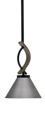 Toltec Lighting - 2901-MBDW-421-BN - One Light Mini Pendant - Monterey - Matte Black & Painted Distressed Wood-look Metal