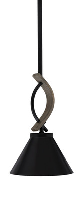 Toltec Lighting - 2901-MBDW-421-MB - One Light Mini Pendant - Monterey - Matte Black & Painted Distressed Wood-look Metal