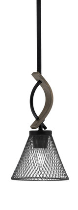 Toltec Lighting - 2901-MBDW-805-MB - One Light Mini Pendant - Monterey - Matte Black & Painted Distressed Wood-look Metal