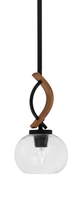 Toltec Lighting - 2901-MBWG-202 - One Light Mini Pendant - Monterey - Matte Black & Painted Wood-look Metal