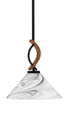 Toltec Lighting - 2901-MBWG-2129 - One Light Mini Pendant - Monterey - Matte Black & Painted Wood-look Metal