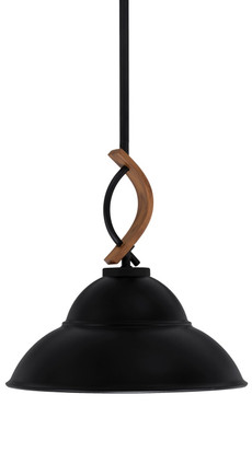 Toltec Lighting - 2901-MBWG-428-MB - One Light Mini Pendant - Monterey - Matte Black & Painted Wood-look Metal