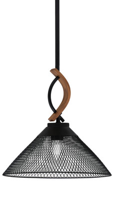 Toltec Lighting - 2901-MBWG-808-MB - One Light Mini Pendant - Monterey - Matte Black & Painted Wood-look Metal