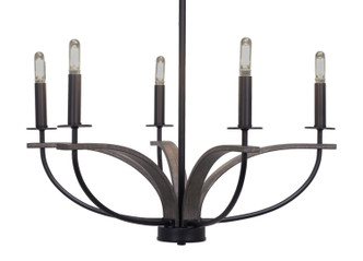 Toltec Lighting - 2905-MBDW - Five Light Chandelier - Monterey - Matte Black & Painted Distressed Wood-look Metal