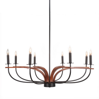 Toltec Lighting - 2908-MBWG - Eight Light Chandelier - Monterey - Matte Black & Painted Wood-look Metal