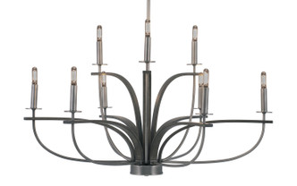 Toltec Lighting - 2909-GPDW - Nine Light Chandelier - Monterey - Graphite & Painted Distressed Wood-look