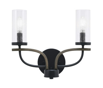 Toltec Lighting - 2912-MBDW-800 - Two Light Bath Bar - Monterey - Matte Black & Painted Distressed Wood-look Metal