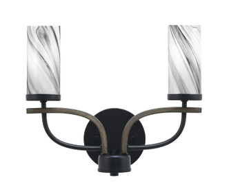 Toltec Lighting - 2912-MBDW-802 - Two Light Bath Bar - Monterey - Matte Black & Painted Distressed Wood-look Metal