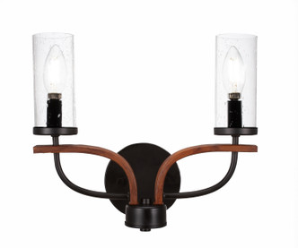 Toltec Lighting - 2912-MBWG-800 - Two Light Bath Bar - Monterey - Matte Black & Painted Wood-look