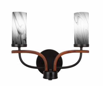 Toltec Lighting - 2912-MBWG-802 - Two Light Bath Bar - Monterey - Matte Black & Painted Wood-look