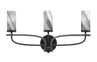 Toltec Lighting - 2913-MBDW-802 - Three Light Bath Bar - Monterey - Matte Black & Painted Distressed Wood-look Metal
