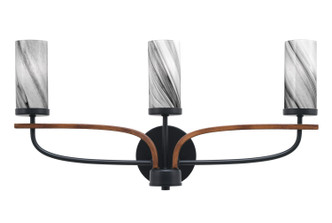 Toltec Lighting - 2913-MBWG-802 - Three Light Bathroom Lighting - Monterey - Matte Black & Painted Wood-look