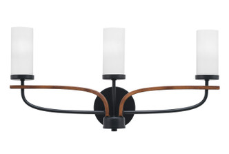 Toltec Lighting - 2913-MBWG-811 - Three Light Bath Bar - Monterey - Matte Black & Painted Wood-look Metal