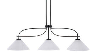 Toltec Lighting - 2936-MBDW-2121 - Three Light Billiard/Island - Monterey - Matte Black & Painted Distressed Wood-look