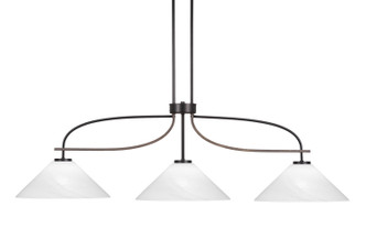 Toltec Lighting - 2936-MBDW-2161 - Three Light Billiard/Island - Monterey - Matte Black & Painted Distressed Wood-look