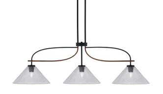 Toltec Lighting - 2936-MBWG-2122 - Three Light Island Pendant - Monterey - Matte Black & Painted Wood-look Metal