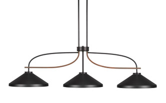 Toltec Lighting - 2936-MBWG-424-MB - Three Light Billiard/Island - Monterey - Matte Black & Painted Wood-look