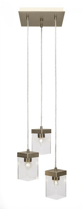Toltec Lighting - 3212-NAB-530 - Three Light Cluster Pendalier - Nouvelle - New Age Brass