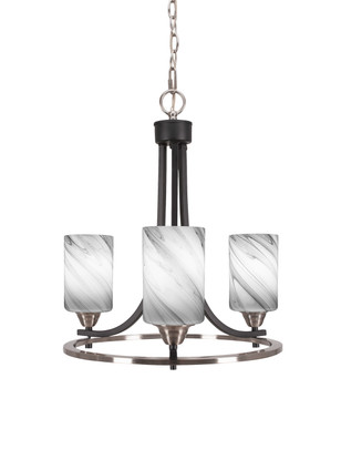 Toltec Lighting - 3403-MBBN-3009 - Three Light Chandelier - Paramount - Matte Black & Brushed Nickel
