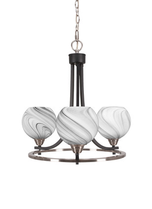 Toltec Lighting - 3403-MBBN-4109 - Three Light Chandelier - Paramount - Matte Black & Brushed Nickel