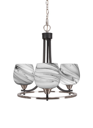 Toltec Lighting - 3403-MBBN-4819 - Three Light Chandelier - Paramount - Matte Black & Brushed Nickel