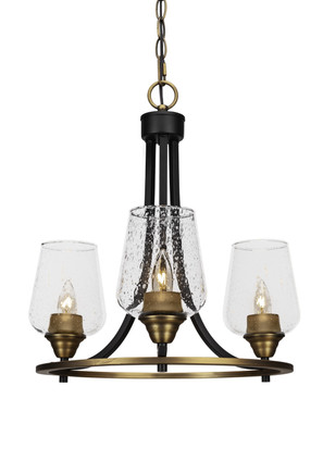 Toltec Lighting - 3403-MBBR-210 - Three Light Chandelier - Paramount - Matte Black & Brass