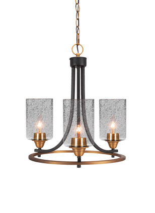 Toltec Lighting - 3403-MBBR-3002 - Three Light Chandelier - Paramount - Matte Black & Brass