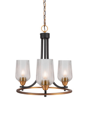 Toltec Lighting - 3403-MBBR-4250 - Three Light Chandelier - Paramount - Matte Black & Brass