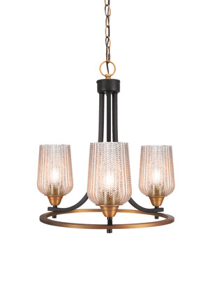 Toltec Lighting - 3403-MBBR-4253 - Three Light Chandelier - Paramount - Matte Black & Brass