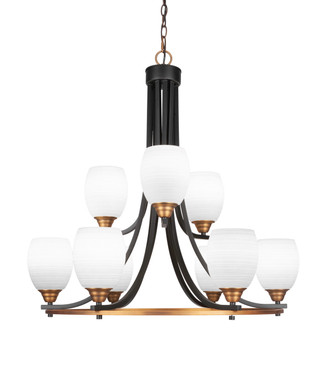 Toltec Lighting - 3409-MBBR-4021 - Nine Light Chandelier - Paramount - Matte Black & Brass