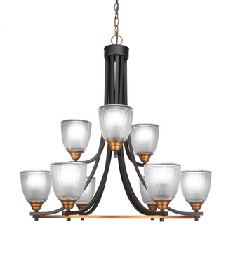 Toltec Lighting - 3409-MBBR-500 - Nine Light Chandelier - Paramount - Matte Black & Brass