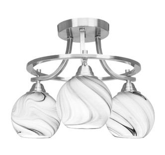 Toltec Lighting - 3417-BN-4109 - Three Light Semi-Flush Mount - Paramount - Brushed Nickel