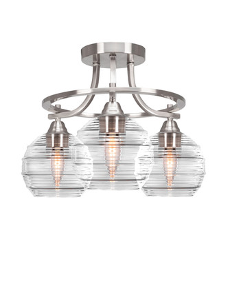 Toltec Lighting - 3417-BN-5110 - Three Light Semi-Flush Mount - Paramount - Brushed Nickel