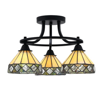 Toltec Lighting - 3417-MB-9405 - Three Light Semi-Flush Mount - Paramount - Matte Black