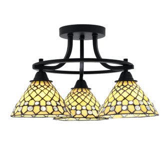 Toltec Lighting - 3417-MB-9415 - Three Light Semi-Flush Mount - Paramount - Matte Black