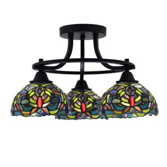 Toltec Lighting - 3417-MB-9905 - Three Light Semi-Flush Mount - Paramount - Matte Black