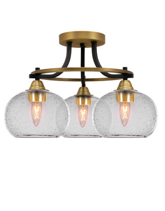 Toltec Lighting - 3417-MBBR-202 - Three Light Semi-Flush Mount - Paramount - Matte Black & Brass