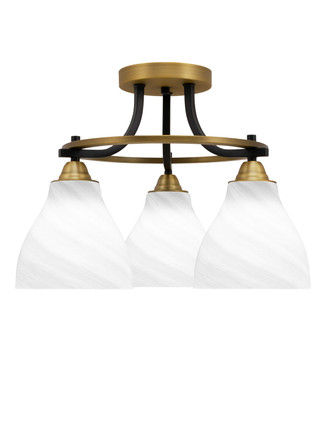 Toltec Lighting - 3417-MBBR-4761 - Three Light Semi-Flush Mount - Paramount - Matte Black & Brass