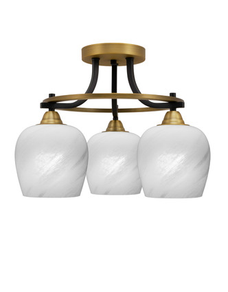 Toltec Lighting - 3417-MBBR-4811 - Three Light Semi-Flush Mount - Paramount - Matte Black & Brass