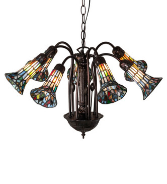 Stained Glass Pond Lily Seven Light Chandelier (236531)